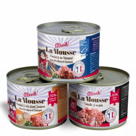 La Mousse Poulet & au Homard MSC 200g - Pâtée pour chat Made in France Atavik