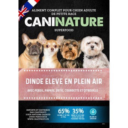 Adulte Petite Race Dinde Plein Air 65% - CaniNature SuperFood