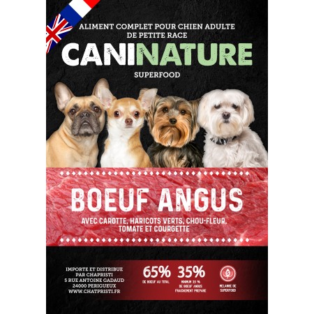 Adulte Petite Race Boeuf Angus 65% - CaniNature SuperFood