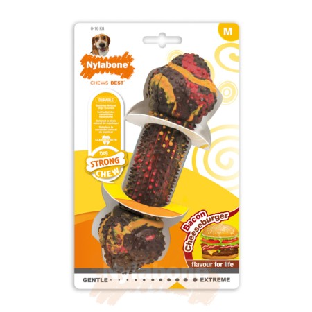 Nylabone Bacon with Cheese Strong Rubber Bone