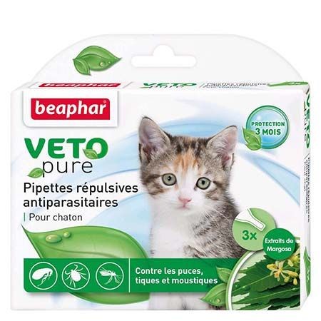 Pipettes répulsives antiparasitaires pour chaton - 3 x 0,4 ml.