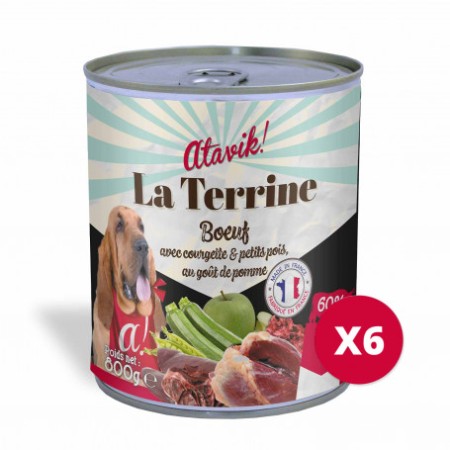 Bœuf avec courgette & petits pois - La Terrine pour chien Made In France - Atavik