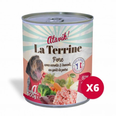 Porc avec carotte & brocoli - La Terrine pour chien Made In France - Atavik