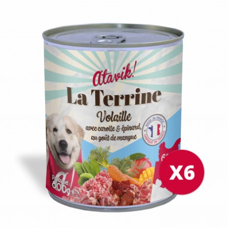 Volaille avec carotte & épinard - La Terrine pour chien Made In France - Atavik
