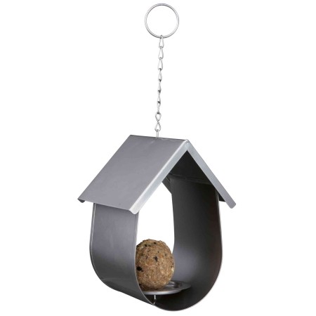 Mangeoire boule de graisse avec toit en métal 14×19×12cm argent