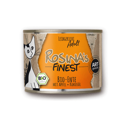 Rosina's Finest BIO - Canard aux pommes & huile de coco pour chat 200g