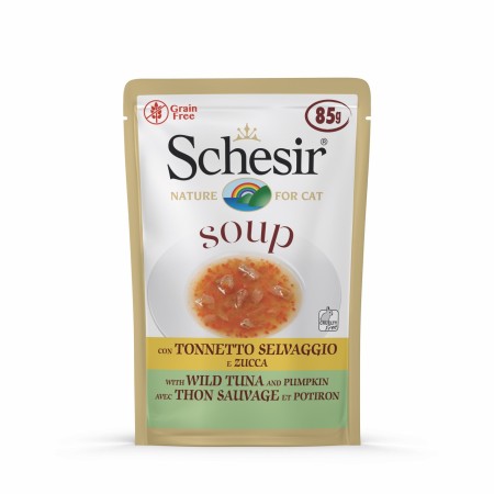 Schesir Thon Sauvage et Citrouille en Soupe 85g - Aliment Complémentaire pour Chats