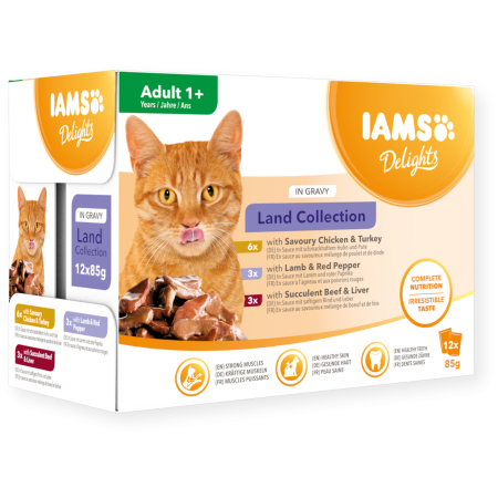 IAMS Delights Collection Terre en Sauce - Une Saveur Irrésistible pour Votre Chat Adulte