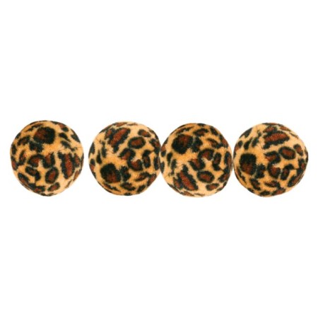 Set de Balles Léopard pour Chat - Jouet en Peluche avec Clochette, 4 Pièces