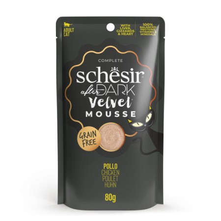 Poulet en Mousse de Schesir After Dark - Nourriture Humide en Sachet pour Chat, 80g