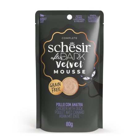 Mousse After Dark Poulet et Canard 80g de Schesir - Alimentation Humide Supérieure pour Chats