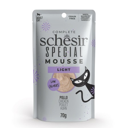Mousse Light de Poulet Schesir Special 70g en Sachet - Alimentation Légère pour Chats