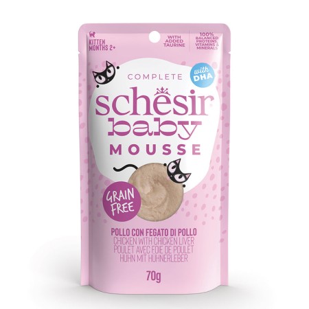Schesir Baby Mousse Poulet et Foie de Poulet 70g - Aliment Complet pour Chatons
