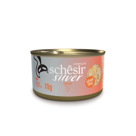 Schesir Silver Filets de Poulet en Bouillon 70g - Nourriture Humide pour Chats Seniors