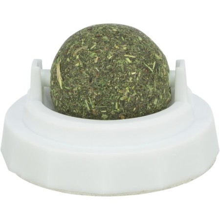 Balle d'Herbe à Chat avec Support Auto-Adhésif Ø 5cm - Fixation Surfaces Lisses