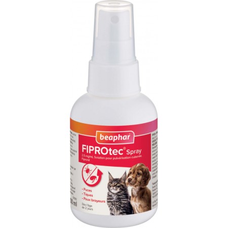 Beaphar FIPROtec Spray Antiparasitaire au Fipronil pour Chiens et Chats 100ml - Protection Complète