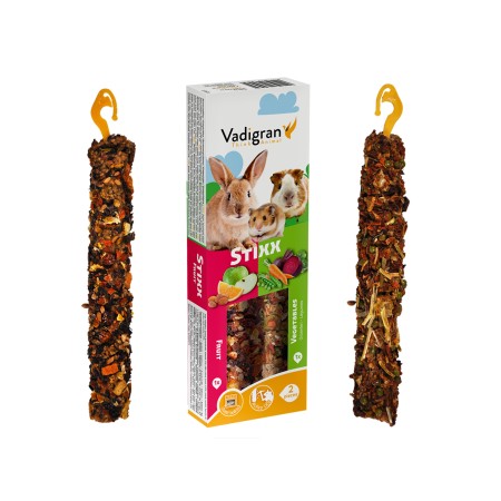 Vadigran Stixx pour Lapin, Cobaye, Hamster : Bâtonnets Fruit & Légume 2 en 1, Cuits au Four