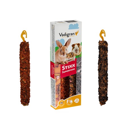 Vadigran Stixx SF pour Lapins, Cobayes, Hamsters : Duo Caroube & Carotte Cuits au Four