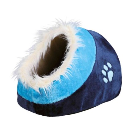 Abri Minou Confortable pour Chat - 35 × 26 × 41 cm, Couleur Bleu Foncé/Bleu