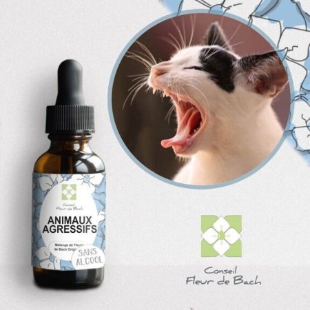 Fleurs de Bach Animaux Agressifs Sans Alcool - Apaisement Naturel pour Votre Compagnon